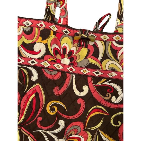 Vera Bradley Yellow, Red and Brown‎ Print Shoulder Bag Purse Tote - Picture 3 of 11